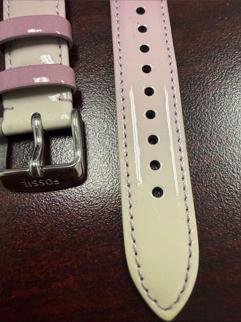18mm Fossil lilac  Leather Patent Watch Band
